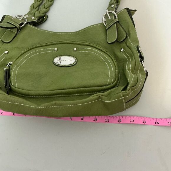 Strada Forest Green Shoulder Bag with a braided handle - Picture 10 of 10